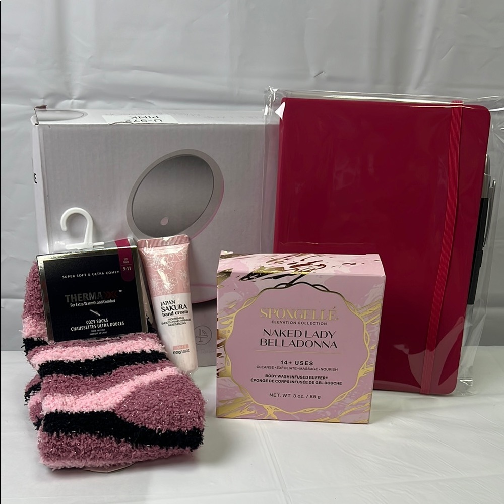 Journal Gift Set Sakura Lotion Socks Mirror NWT